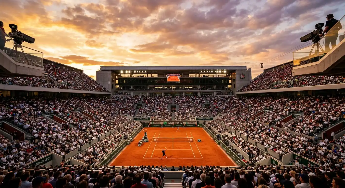 Grand-Slam-Tennisarena mit vollem Publikum