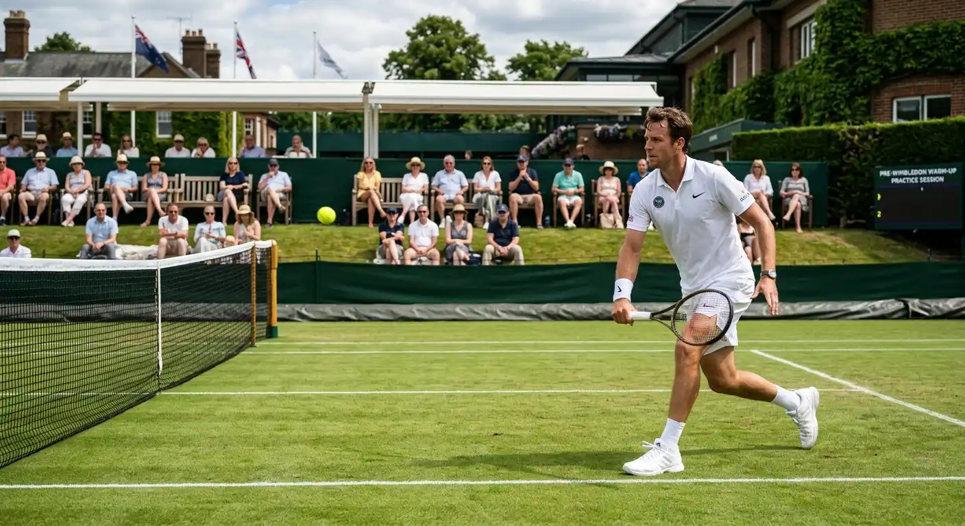 Tennisspieler beim Rasen-Aufbauturnier in Queens Club zur Wimbledon-Vorbereitung