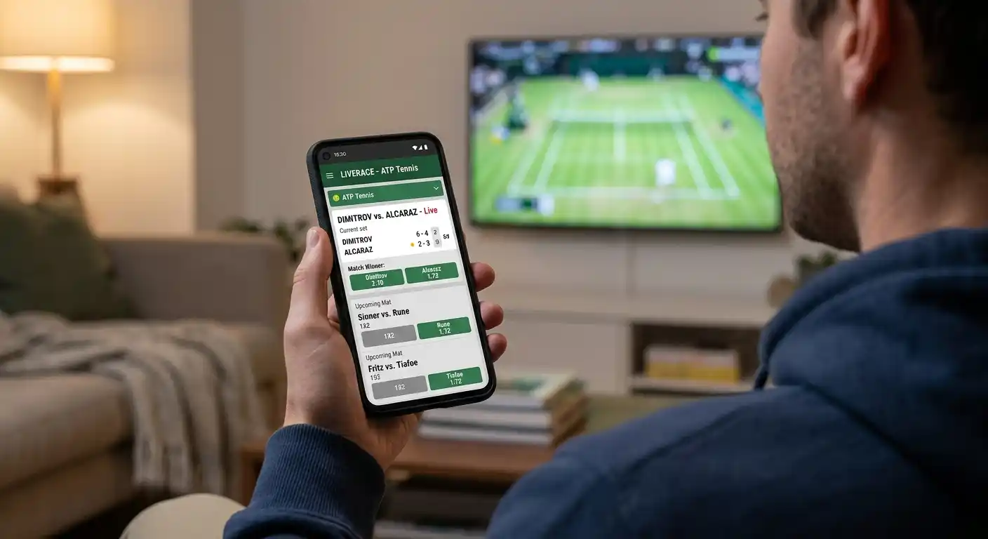 Live-Wettoberfläche auf Smartphone mit ATP Masters In-Play-Märkten
