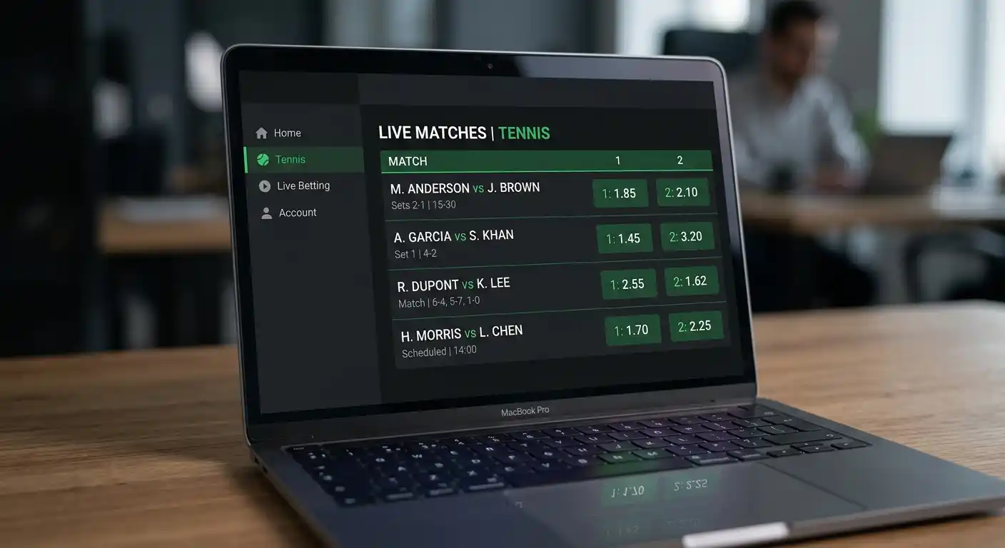 Sportwetten-Oberfläche mit ATP-Matchquoten auf dem Bildschirm