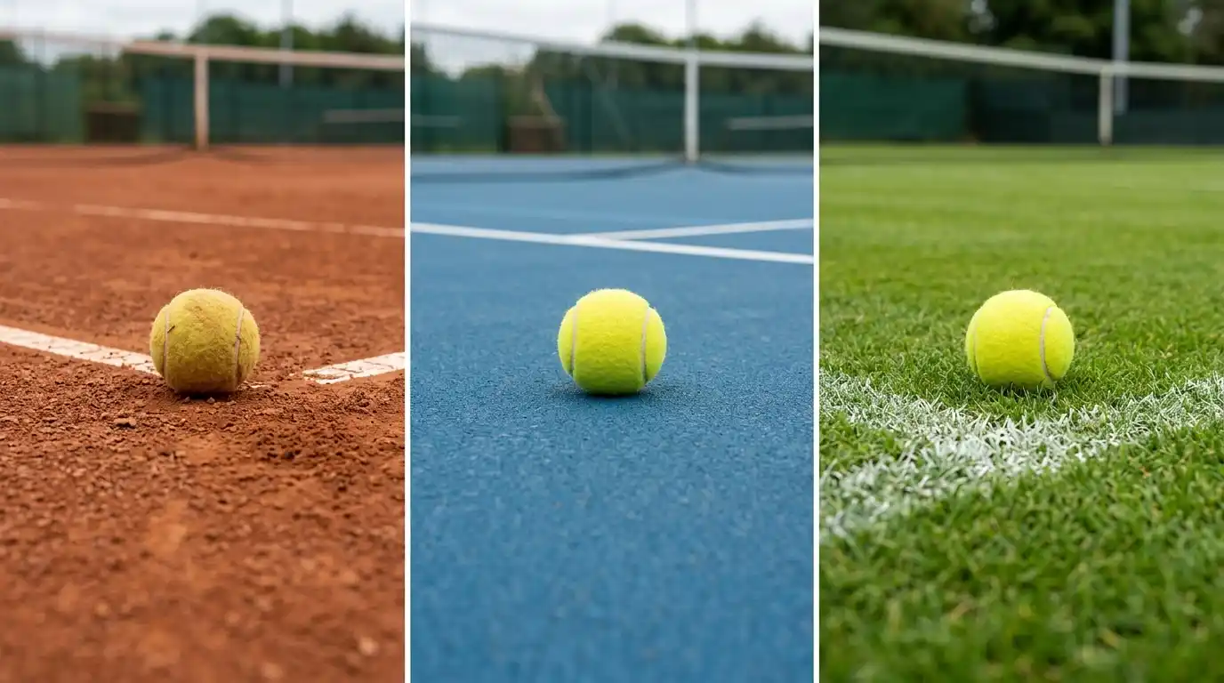 Vergleich von Sand, Hartplatz und Rasen als Tennisbeläge