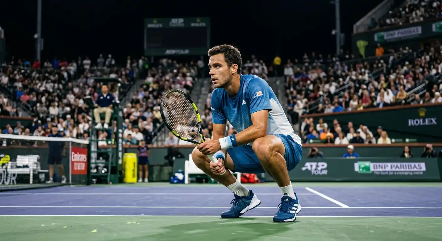 Tennisspieler im entscheidenden Tie-Break beim ATP Masters-Viertelfinale