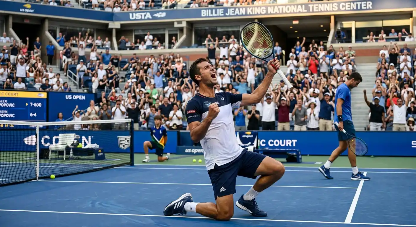 Überraschungssieg eines Außenseiters auf Hartplatz in früher Runde beim US Open